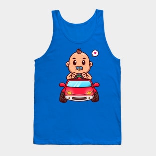 Cute Baby Riding Car Toy Cartoon Tank Top